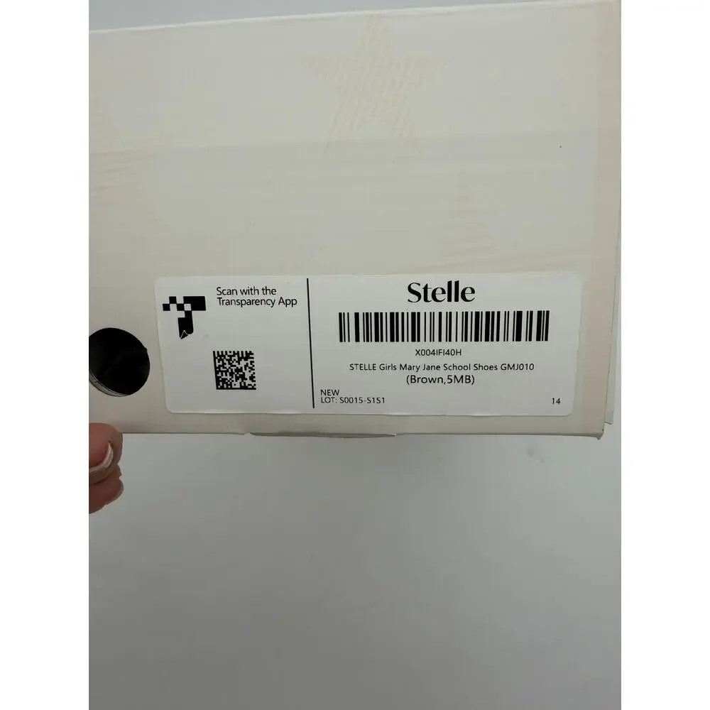 Stelle Girls Mary Jane Dress Shoes Brown Scalloped Bow Heart Heel Size 5 New - Picture 5 of 5